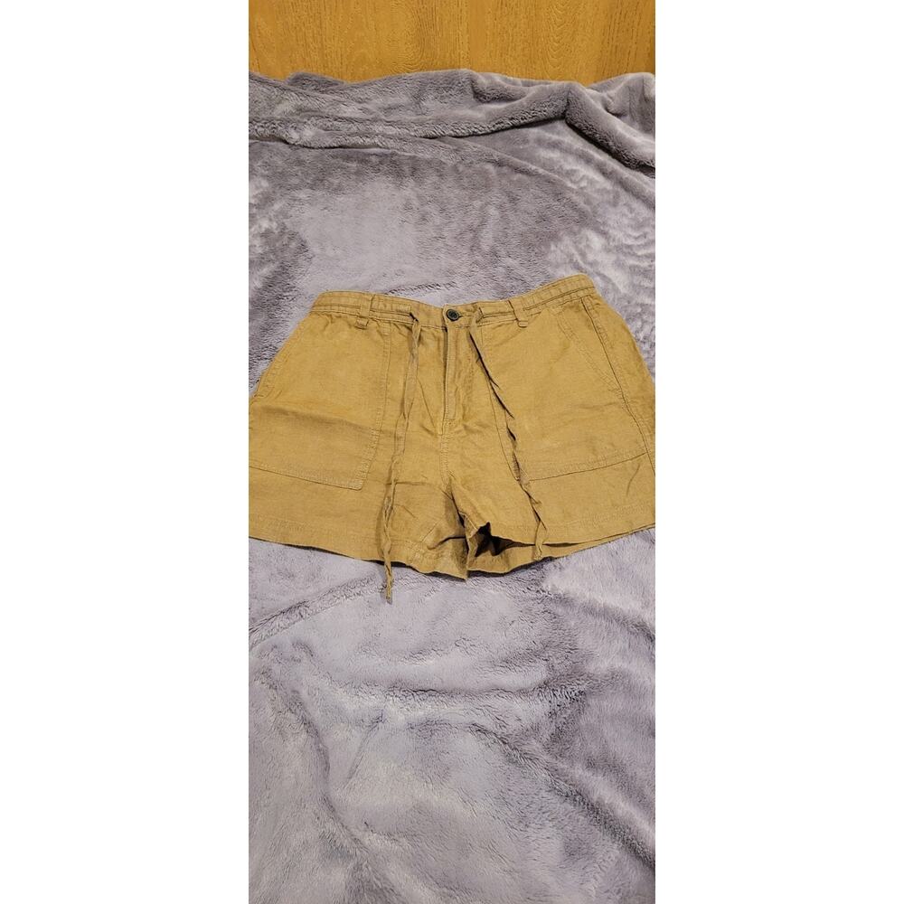 Madewell Linen Blend Shorts Womens Size S Tan Brown Patch Pockets High Rise